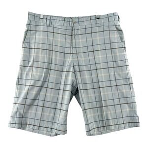 Nike Golf Dri-Fit Performance Blue Gray White Plaid Shorts Mens‎ Size 36 Stretch